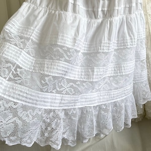 Antique Vintage Bow Lace Trimmed Petticoat Skirt