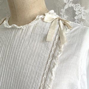 Vintage Pintucked Ruffled Lace Blouse