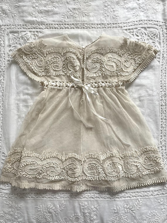 lace soutache dress Antique Vintage Soutache Tulle Lace Childs Dress