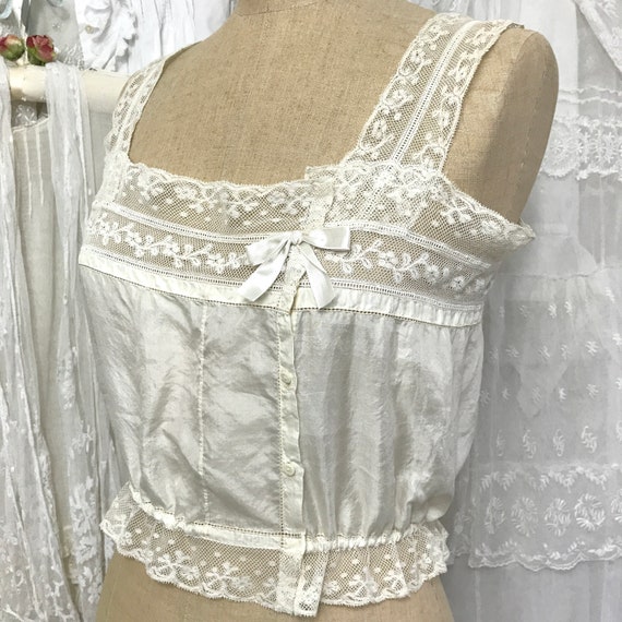 Antique Edwardian Silk & Lace Camisole