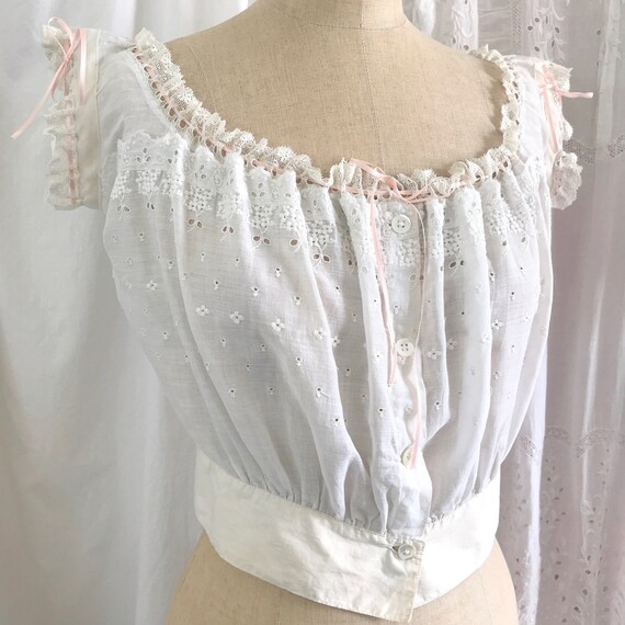 Pretty Antique Broderie Anglaise Corset Cover