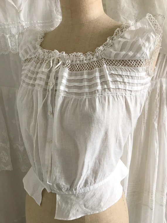 Antique Pleated Yoke Corset Cover