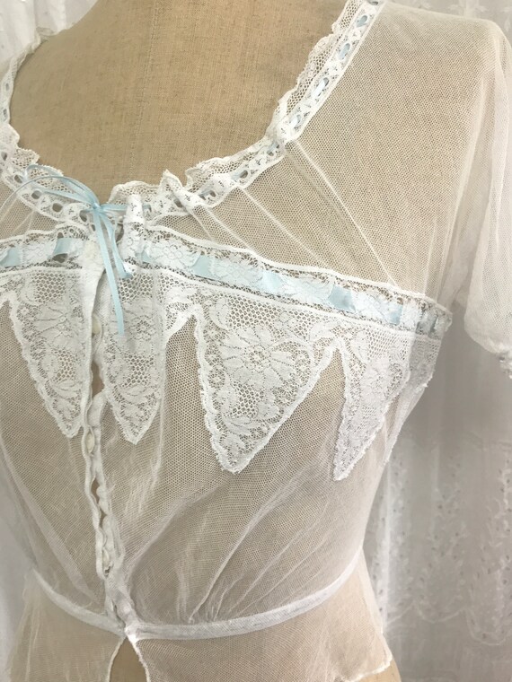 Antique Edwardian Tulle Lace Corset Cover Camisole - image 5