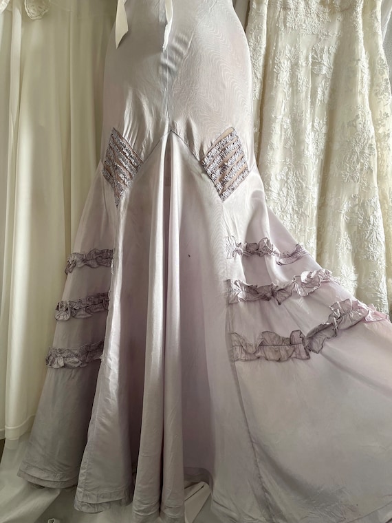 Beautiful 1930s 1940s Lilac Rayon Taffeta Moire R… - image 4