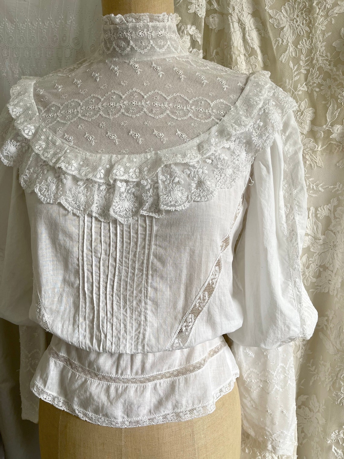 Vintage Edwardian Revival Style Lace Blouse - Etsy