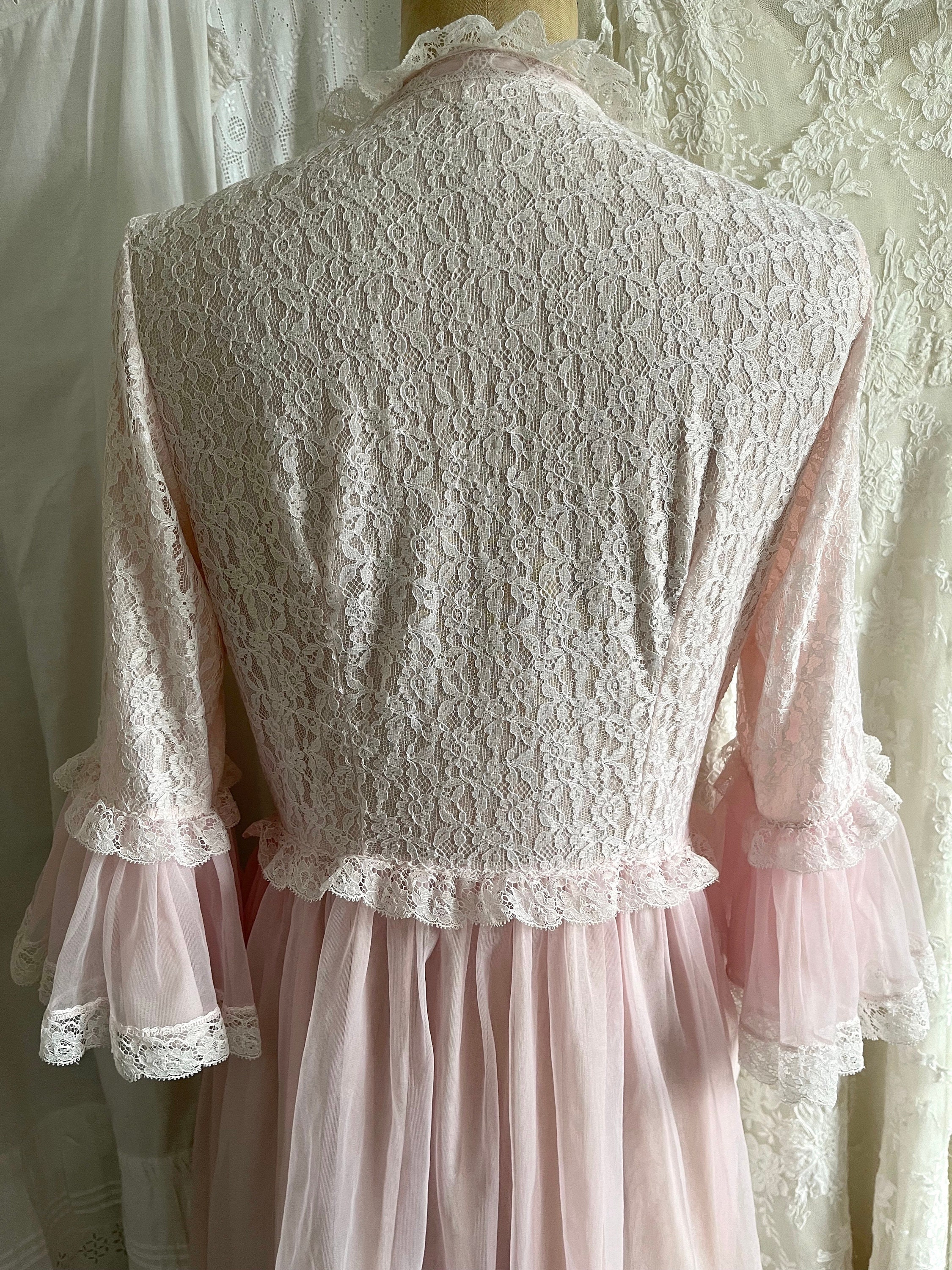 Vintage Boudoir Pink Nylon Dressing Gown - Etsy