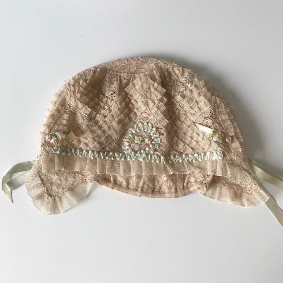 Vintage Boudoir 1920s 1930s Lace Bonnet - image 3