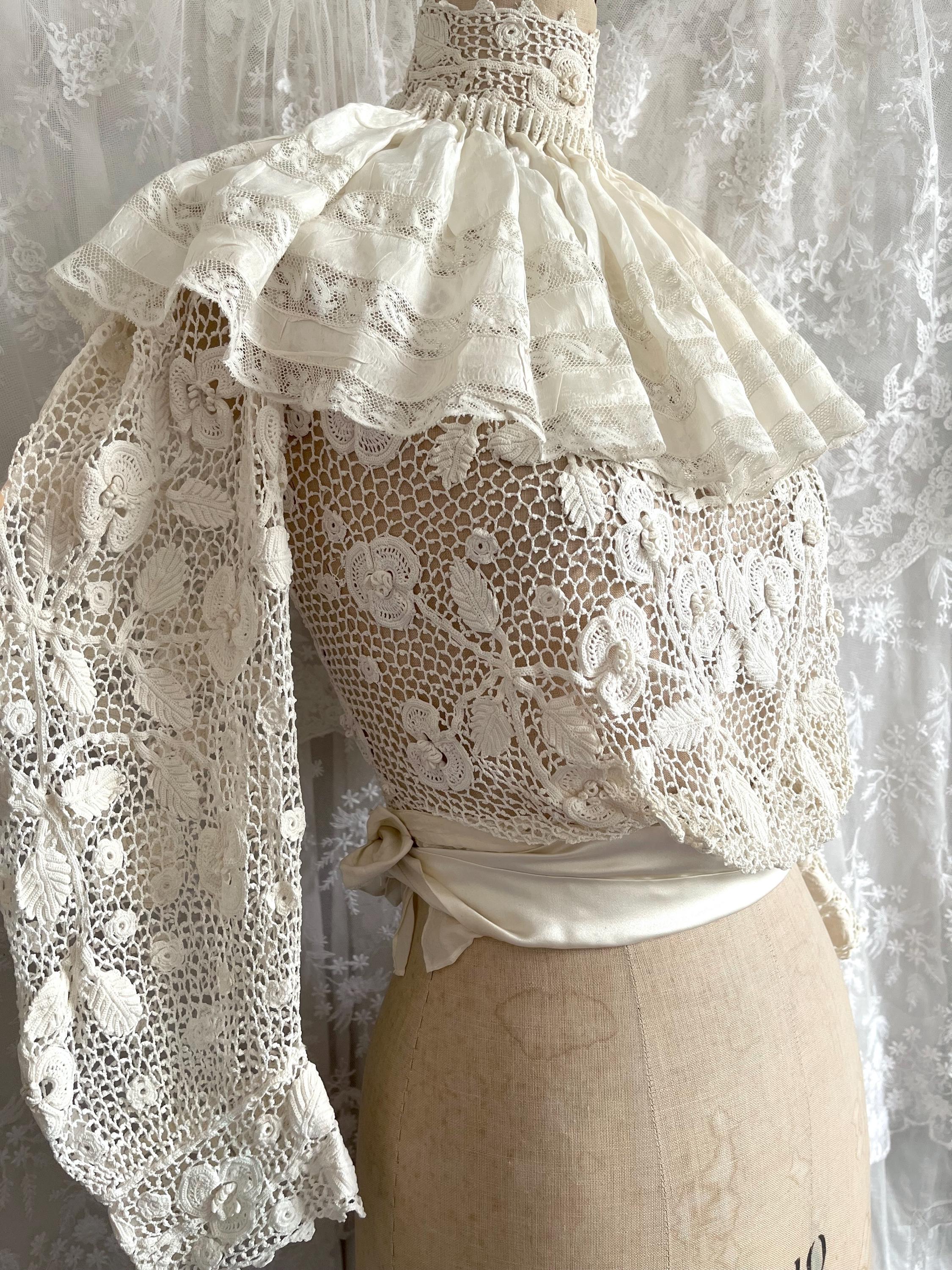 Antique Irish Crochet Lace Peplum Bodice - Etsy