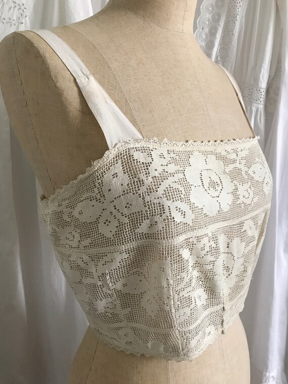 Rare 1920s Ecru Lace Camisole Brassiere - image 6