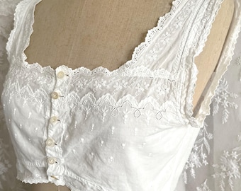 Antique Fine Embroidered Cropped Camisole