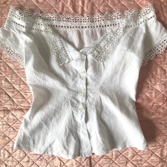 Victorian Petite Eyelet Corset Cover /Bodice Blous