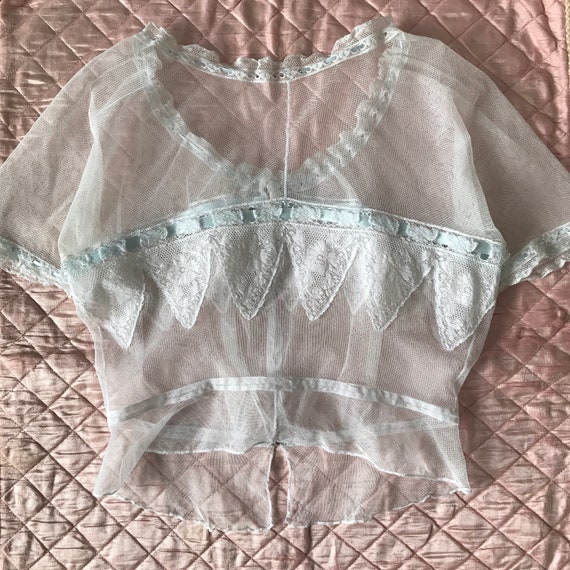 Antique Edwardian Tulle Lace Corset Cover Camisole - image 10
