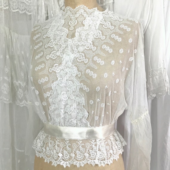 Antique 1910s Unfinished Lace Blouse