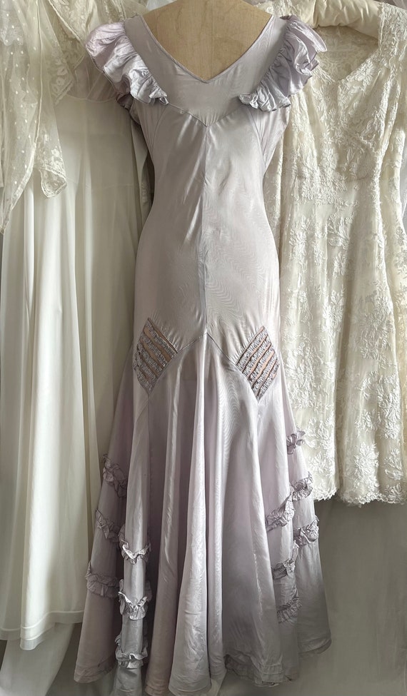 Beautiful 1930s 1940s Lilac Rayon Taffeta Moire R… - image 10