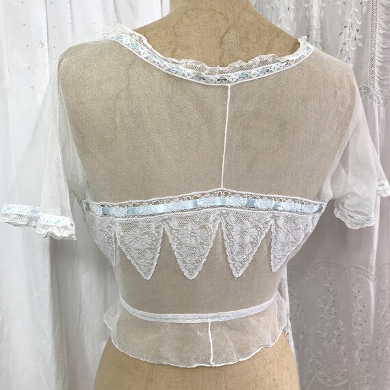 Antique Edwardian Tulle Lace Corset Cover Camisole - image 4