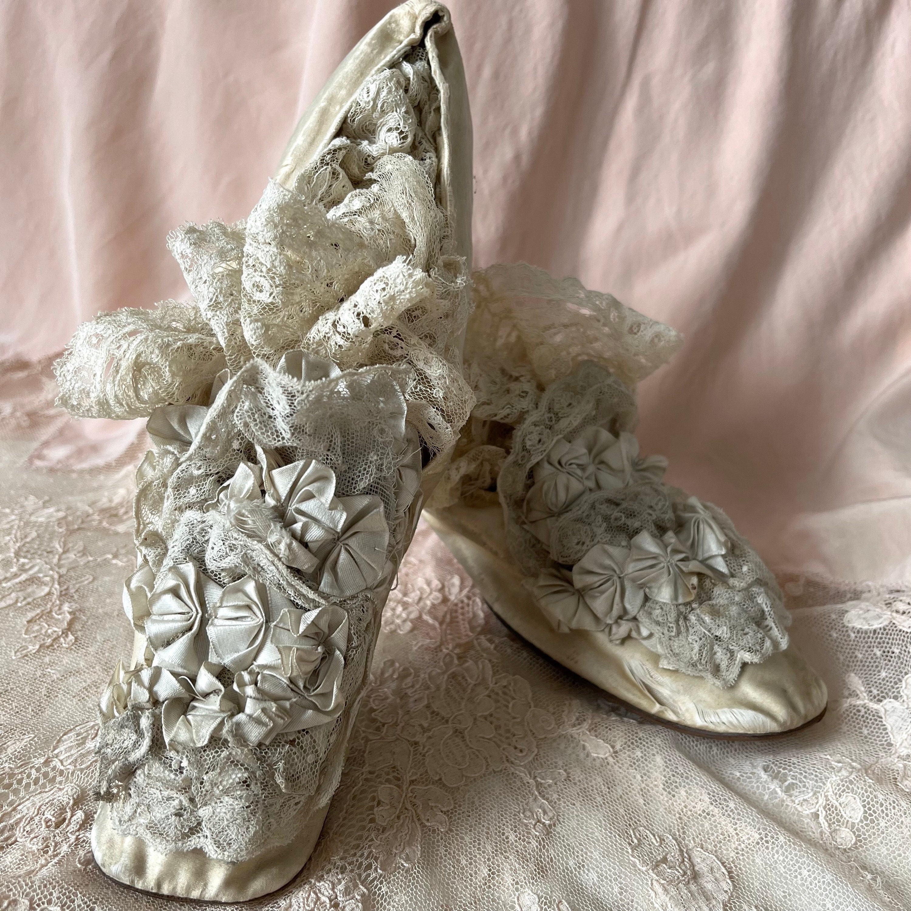 Rare 19th Century Silk Rosette Ribbon Wedding Shoes - Etsy UK