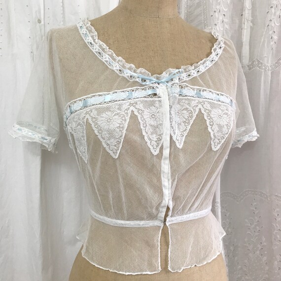 Antique Edwardian Tulle Lace Corset Cover Camisole
