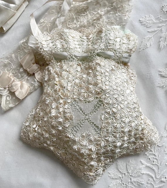 Antique Silk Maltese Lace Shirt Front - Handmade - Pi… - Gem