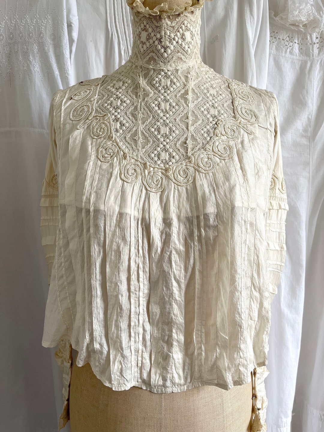 Antique Victorian Edwardian Silk Lace Corded Swirl Blouse - Etsy