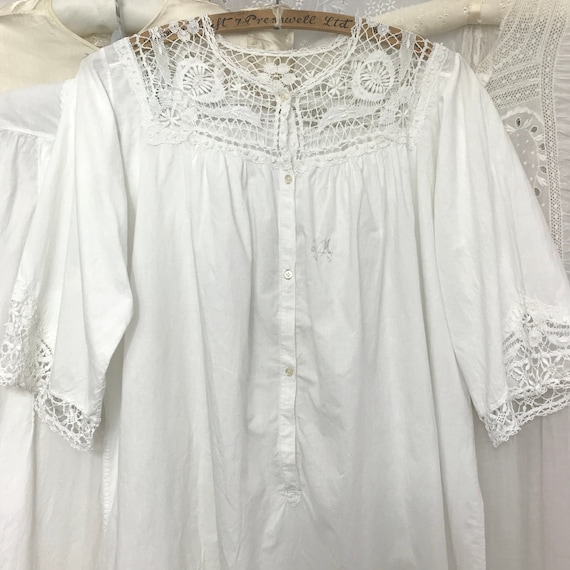 Antique Vintage Crochet Lace Trim Nightgown