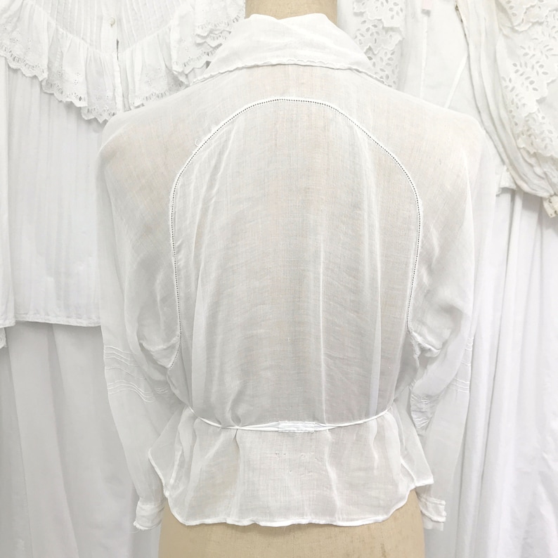 Sold As Is XS Antique Embroidered Cotton Lawn Blouse Small UK 6-8