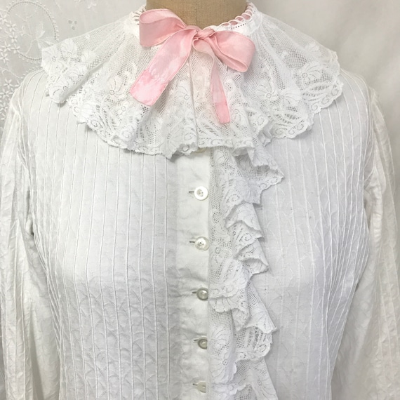 Antique Lace Ruffle Collar Bed Jacket Blouse