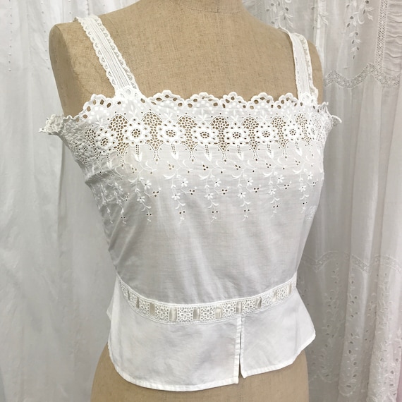 Antique Broderie Anglaise Corset Cover Camisole