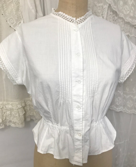 Antique Edwardian Fitted Cotton Corset Cover