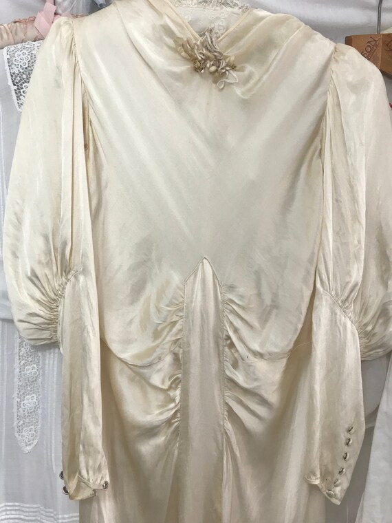 Vintage 1930's Champagne Satin Wedding Dress XXS S