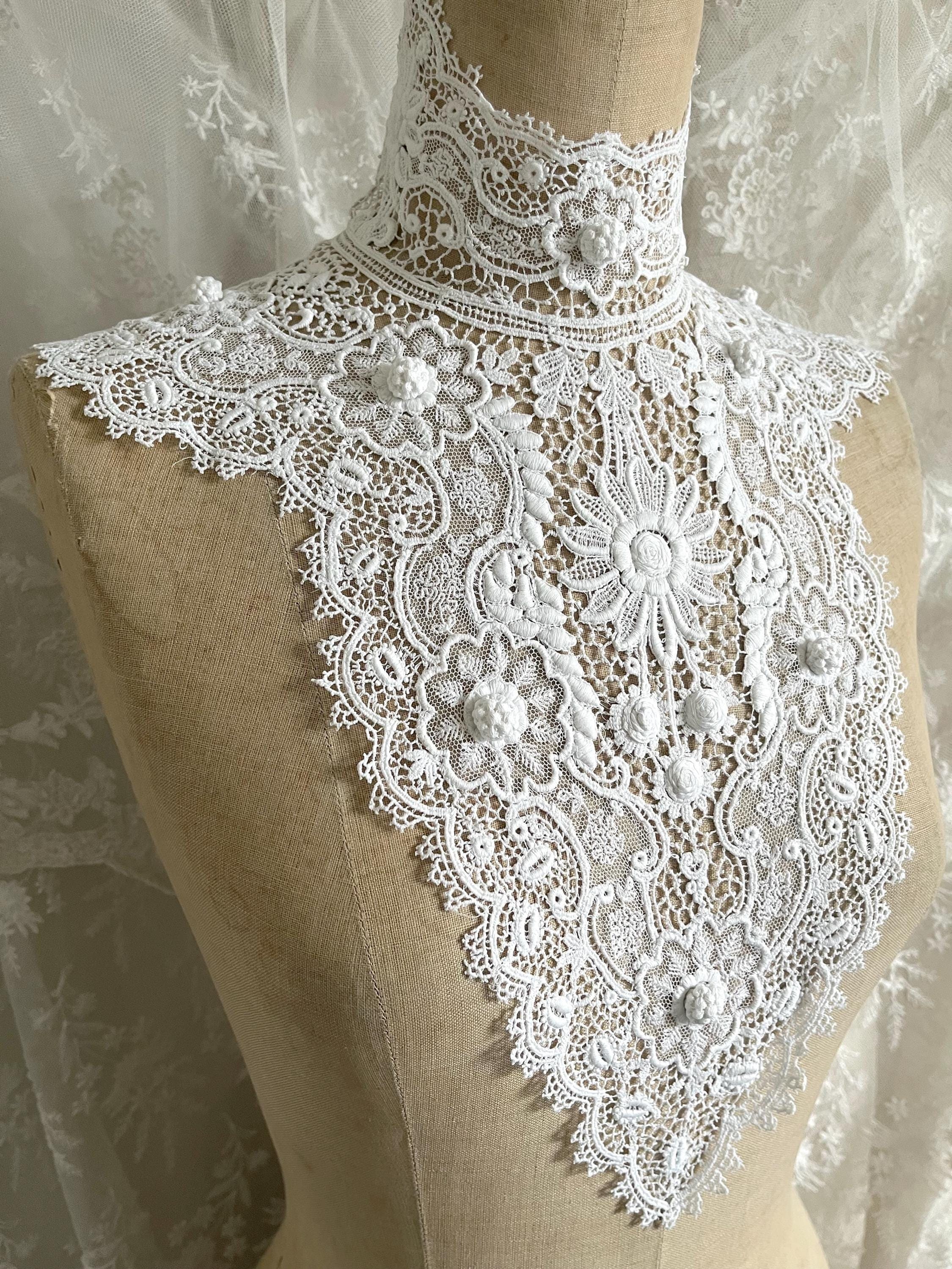 Antique White Mixed Lace Bobble High Collar - Etsy