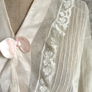 Antique Blush Pink Silk Ribbon & Lace Gown