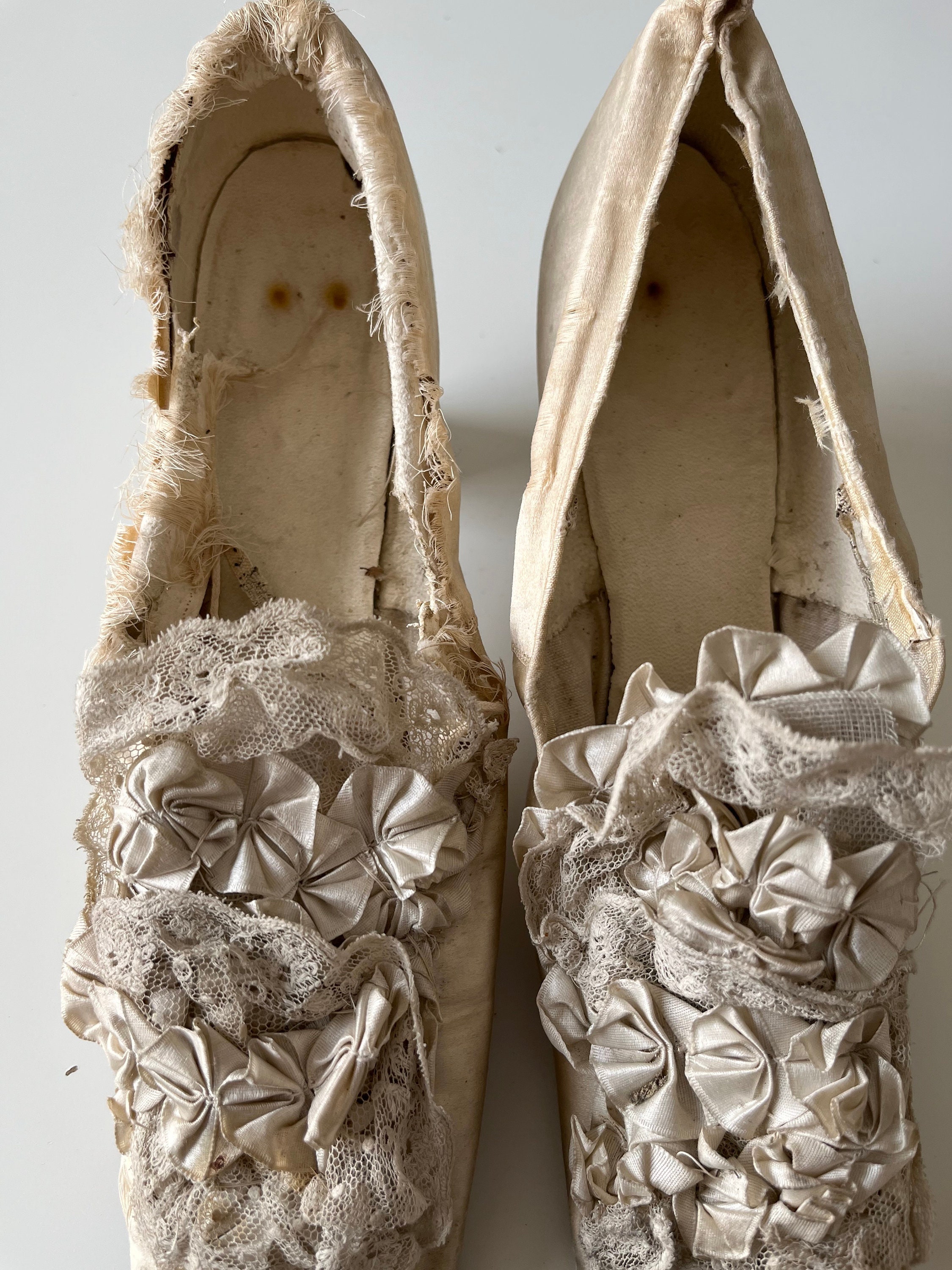 Rare 19th Century Silk Rosette Ribbon Wedding Shoes - Etsy UK