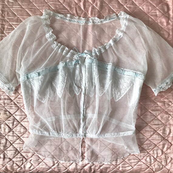 Antique Edwardian Tulle Lace Corset Cover Camisole - image 3