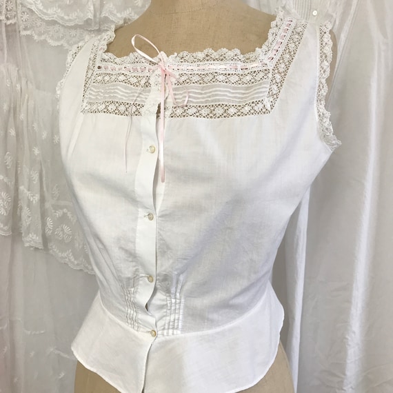 Antique Victorian Edwardian Pink Ribbon Corset Cov