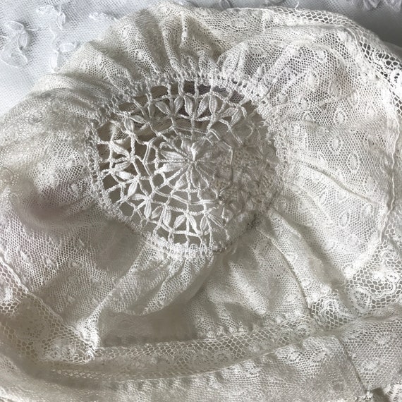 Antique Edwardian Lace Ribbon Bonnet - image 4