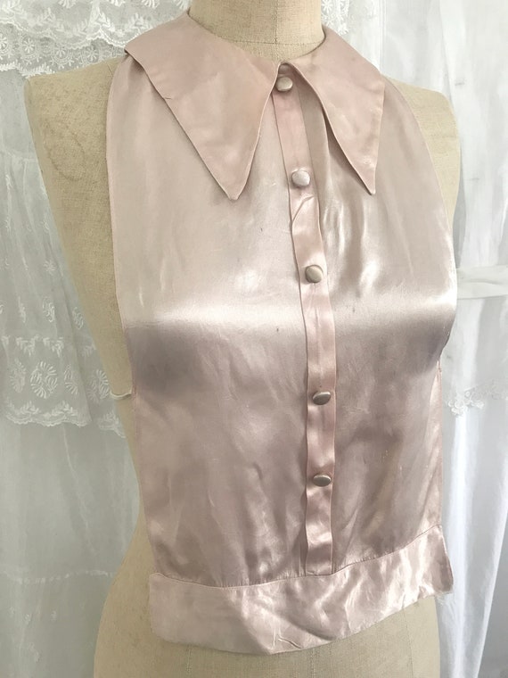 Vintage 1930s Pink Satin Chemisette