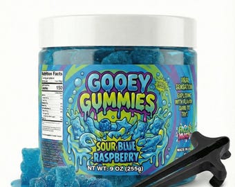 Gomitas ácidas y pegajosas hechas a mano - Frambuesa azul