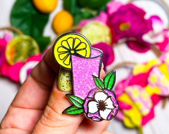 Violet Lemonade Enamel Pin, Flower Garden Festival, Glitter Mickey Pin