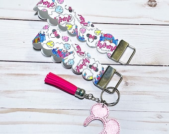 Disney Castle Faux Leather Keychain with Tassel, Gift for Disney