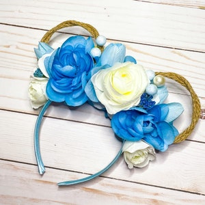 Floral Minnie Mouse Ears Headband, Floral Mickey Ears, Flower and Garden Ears, Princess mouse ears, disneyworld Ears, Minnie ears adult