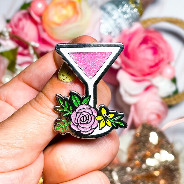 La Vie En Rose Pin, Enamel Pin, Pink Drink, Flower and Garden Festival Pin, martini enamel pin, Epcot Pin, Dearest Ears, Disney Fantasy Pin