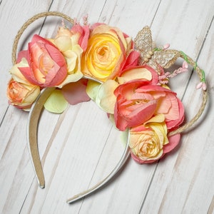 Floral Minnie Ears, Flower and Garden festival Ears, Floral Mickey Mouse Ears, Flower Minnie Ears, Disney Wire Mouse Ears