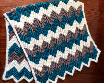 Chevron Pattern Crocheted Throw Blanket, Afghan, Crib Blanket, Adult Throw Lap Blanket Warm Blanket for Older Adult Crochet Digital Download