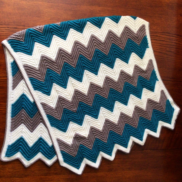 Chevron Pattern Crocheted Throw Blanket, Afghan, Crib Blanket, Adult Throw Lap Blanket Warm Blanket for Older Adult Crochet Digital Download