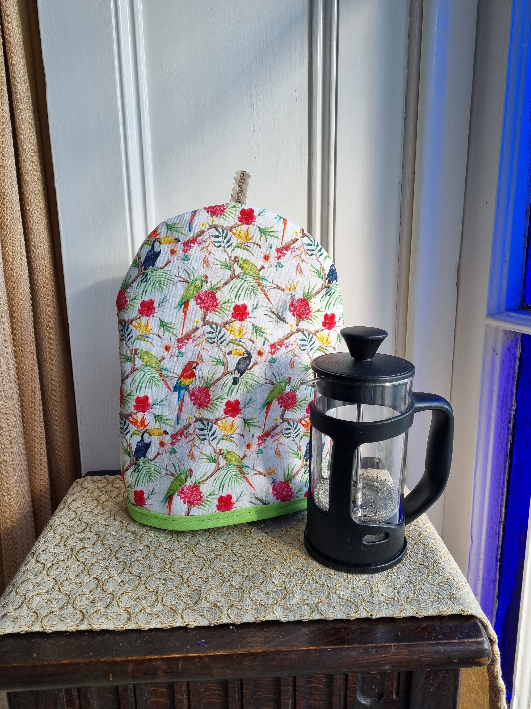 French Press Cozy Cafetiere Cosy Hand Knitted With Field of Sheep