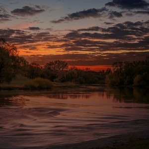 Sunrise over The Red RIver in Fargo North Dakota