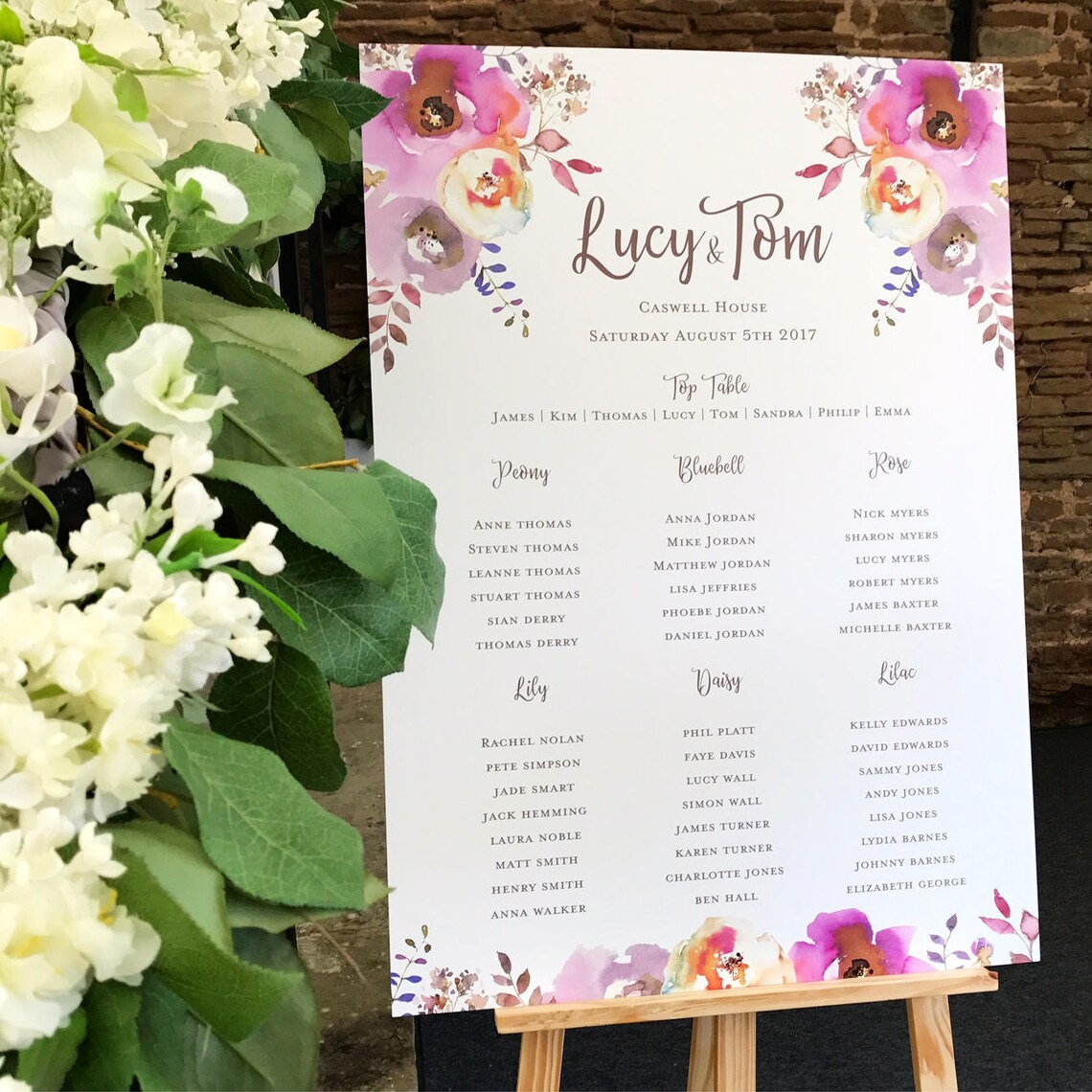 Floral Wedding Table Plan Wedding Seating Chart Wedding Etsy