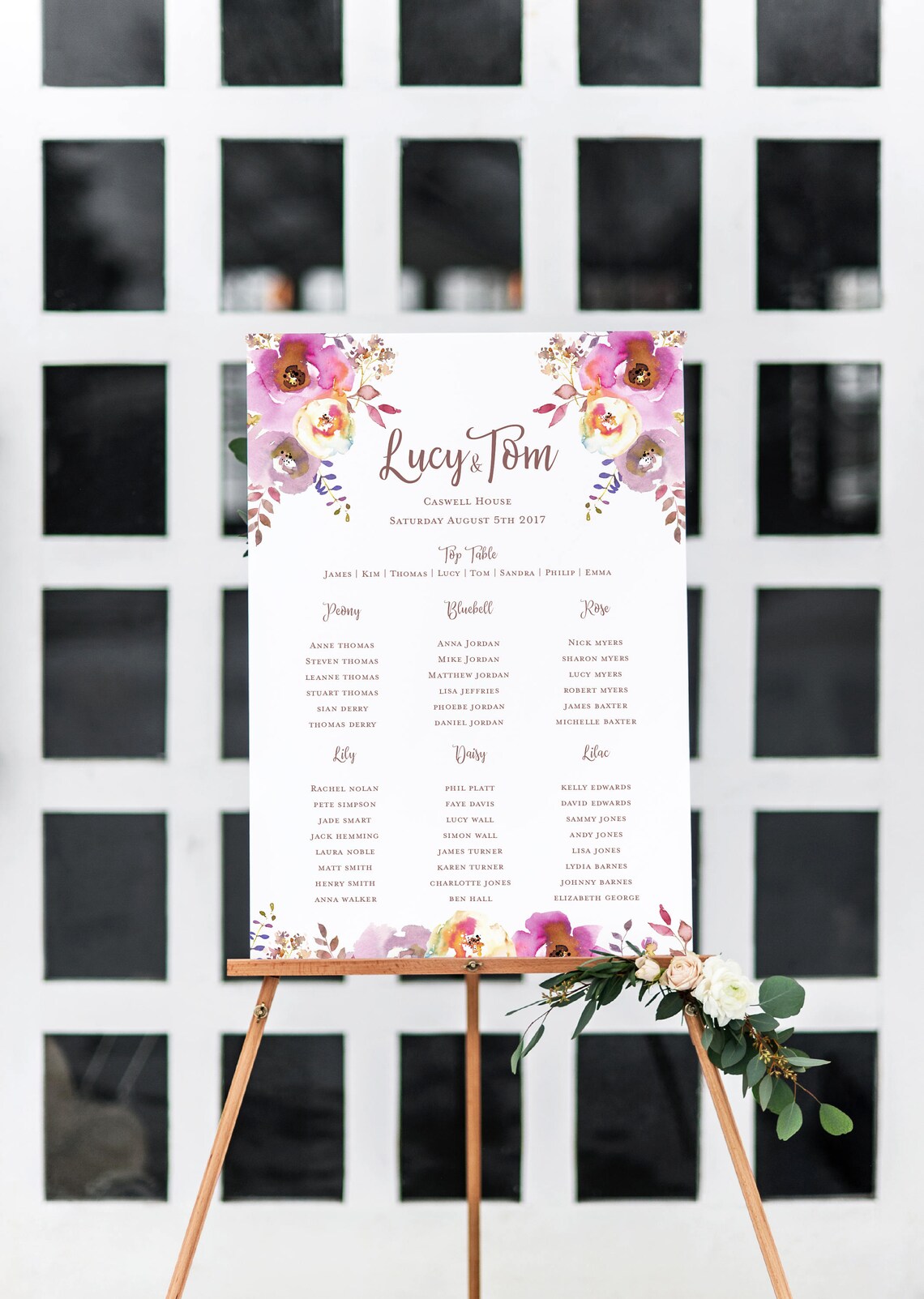 Floral Wedding Table Plan Wedding Seating Chart Wedding Etsy