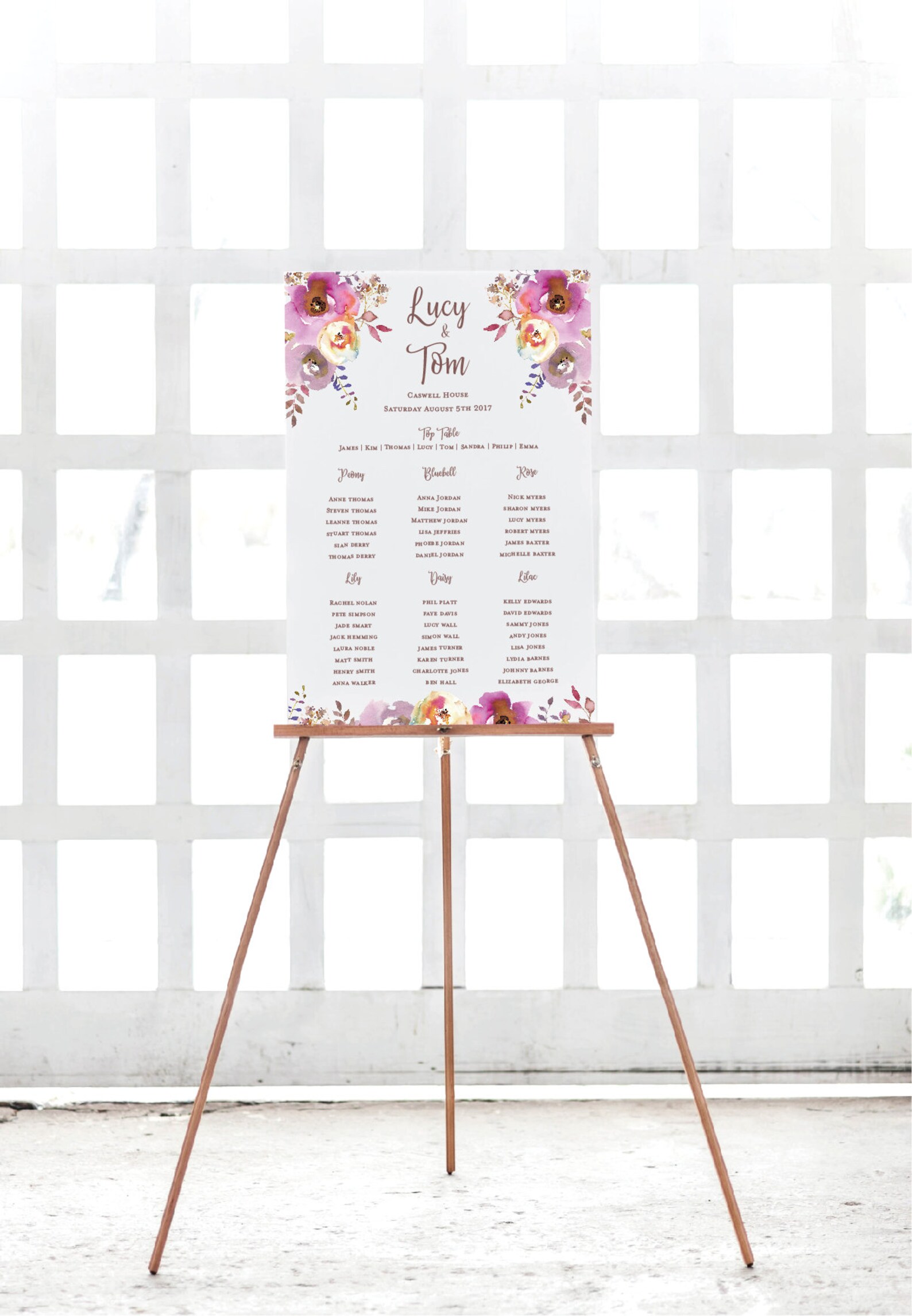 Floral Wedding Table Plan Wedding Seating Chart Wedding Etsy