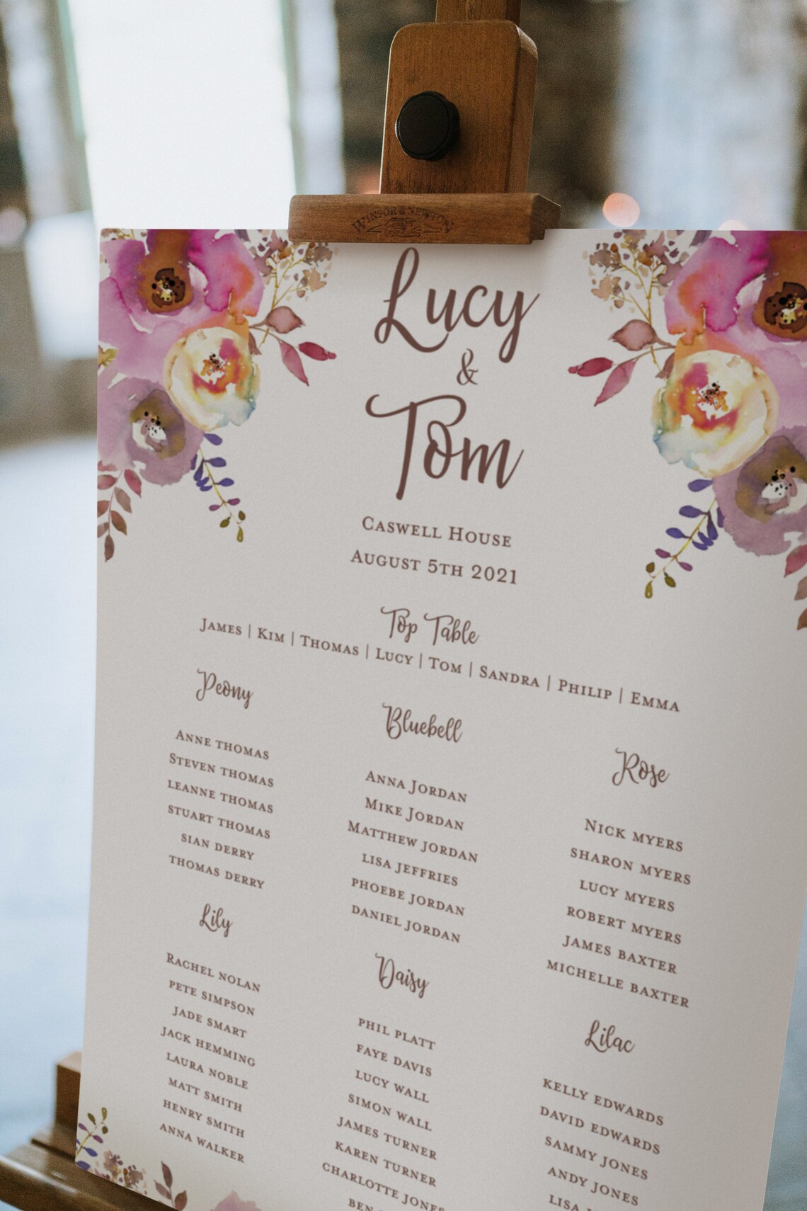 Floral Wedding Table Plan Wedding Seating Chart Wedding Etsy